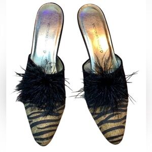Vintage Victoria’s Secret combo kitten mules with zebra print Size Medium